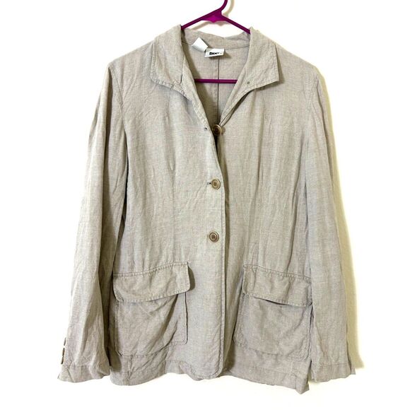 DKNY 100% Linen button lightweight jacket‎ blazer Women's 6 classic vintage - Picture 1 of 10